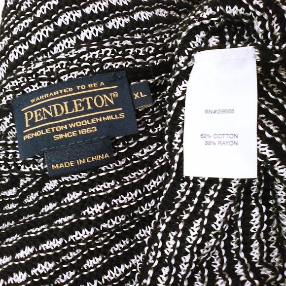 Pendleton Woolen Mills Tunic Sweater -XL Loose Knit Striped Crewneck Navy White - Picture 9 of 11
